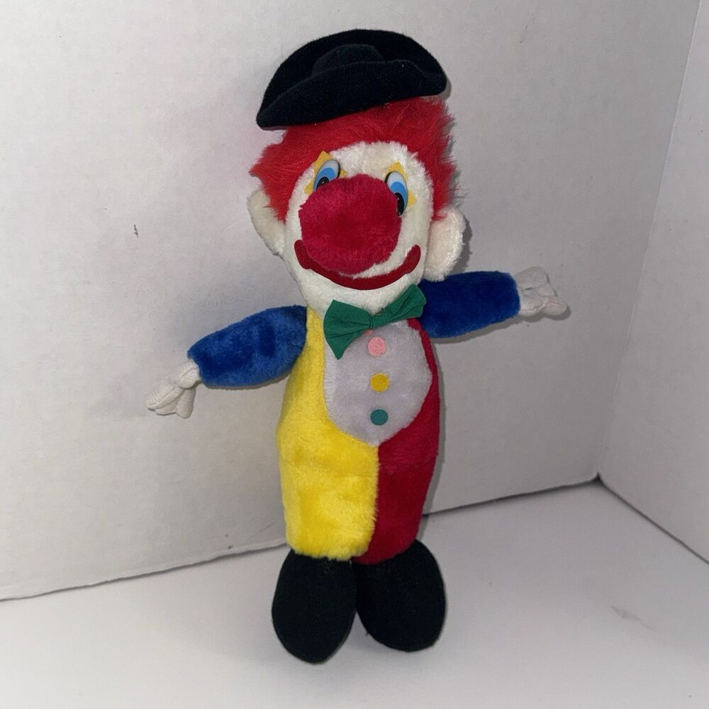 Vintage 1984 A-I Novelty Clown Plush 14” Colorful Korea USA Stuffed Toy